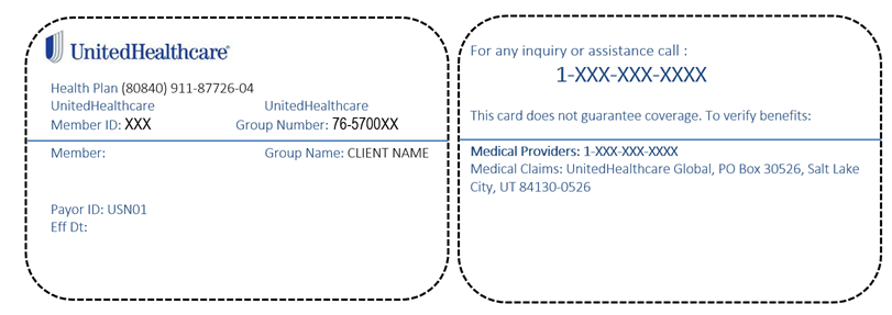 A sample OneWorldMD UnitedHealthcare member card